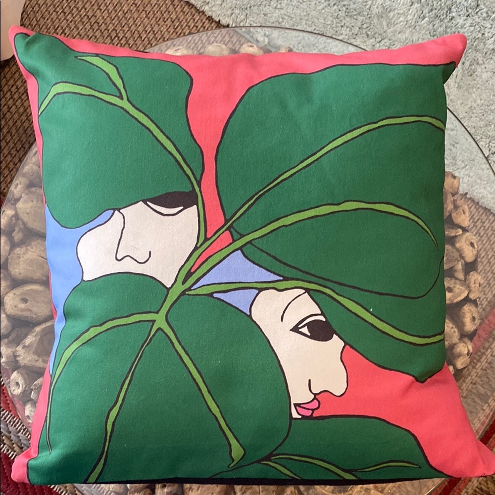 Artistic Green and Pink Pillow